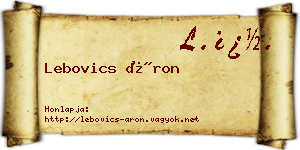 Lebovics Áron névjegykártya