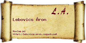 Lebovics Áron névjegykártya